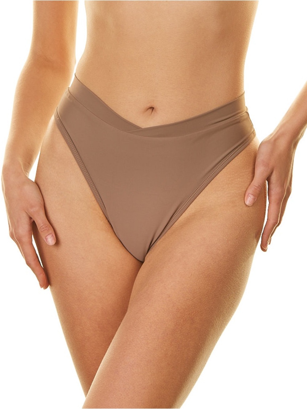 High Waist Bikini Bottom - Mocha Brown, Sustainable Swimwear - Recycled Fabric